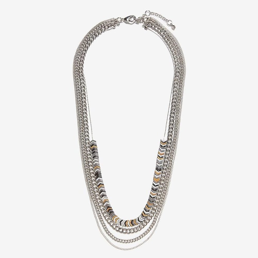 NWT Express Four Row Chevron Beaded Necklace
